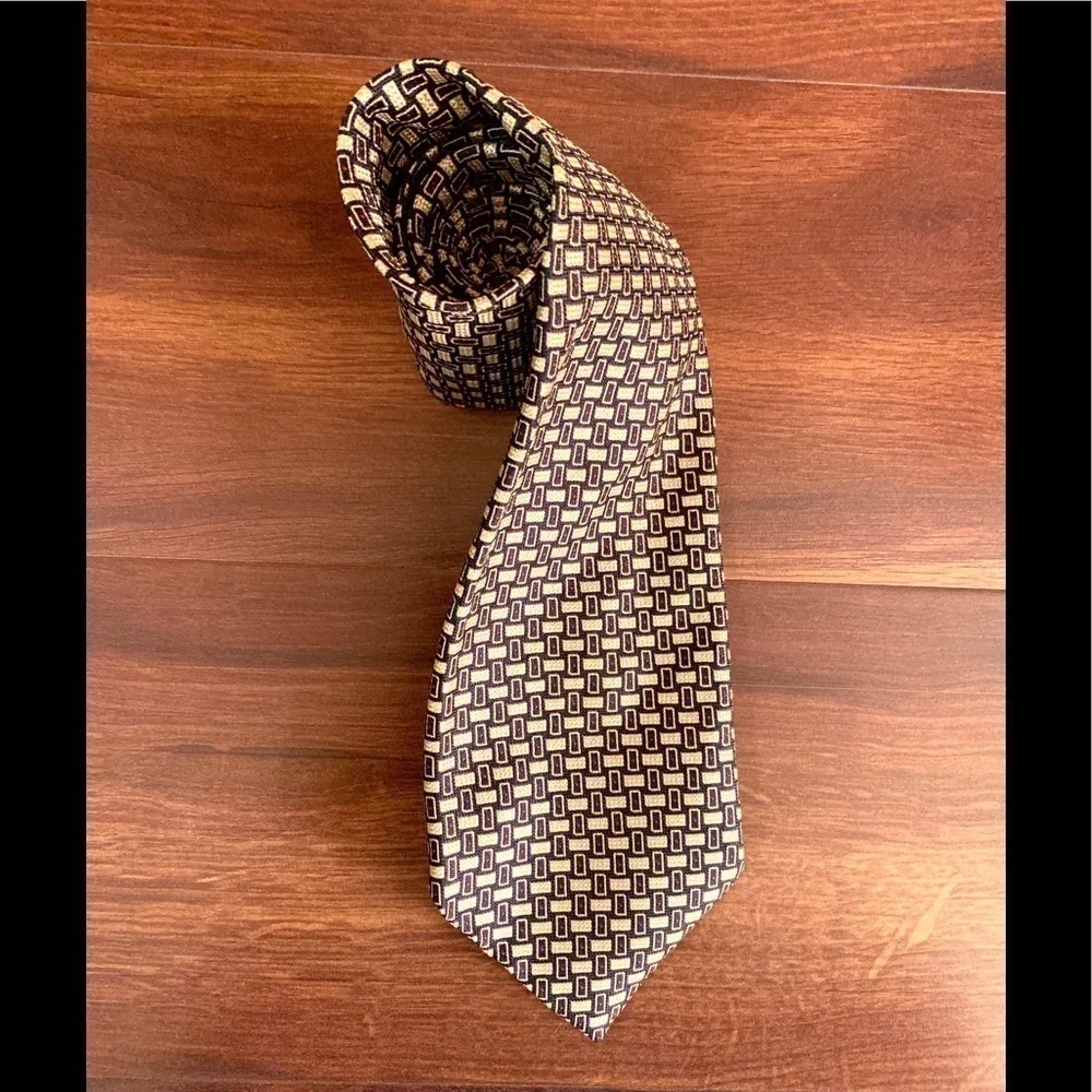 🌿SALE🌿NICK HILTON Collection Black Gold Silk Necktie